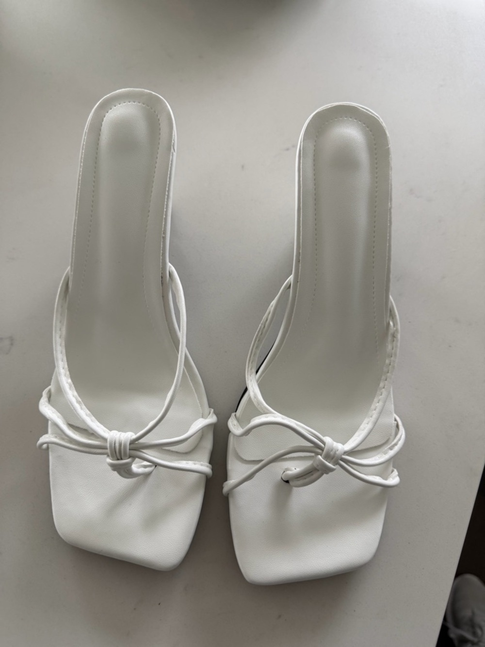 Women's White Knot-Front Slide Sandals
